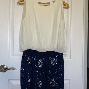 Tristan Low-Back Cocktail Dress/ XS /Navy Blue/Ivory